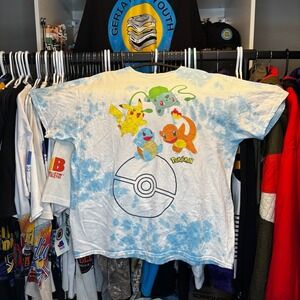 Pokemon Pikachu Charmander Squirtle Bulbasaur Tie Dye Tee XL